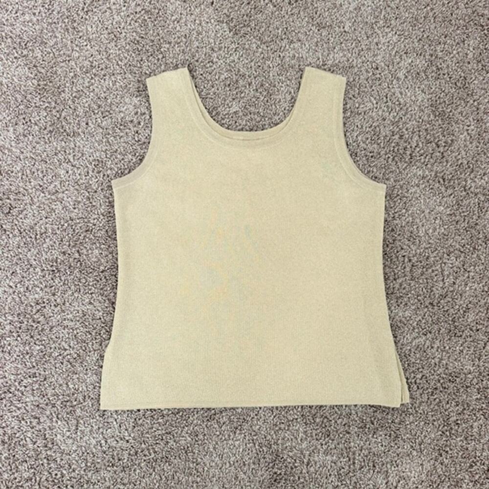 Exclusively Misook Women's XL Gold Knit Tank Top Metallic Shimmer Wrinkle Free